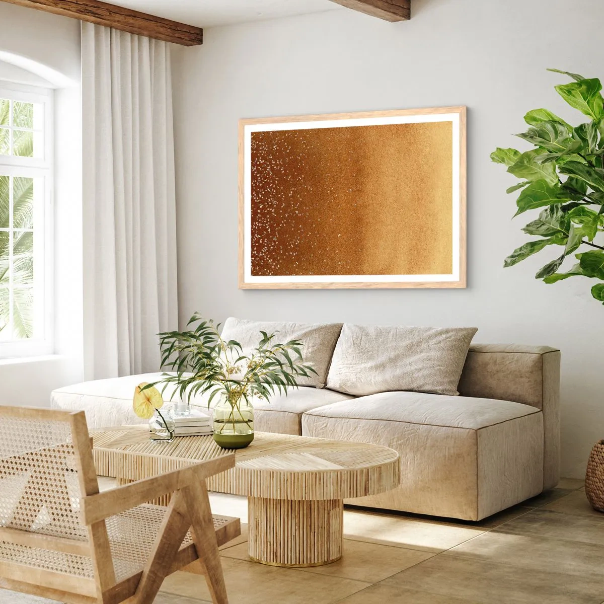 Poster în ramă de stejar deschis - Nașterea luminii - 100x70 cm