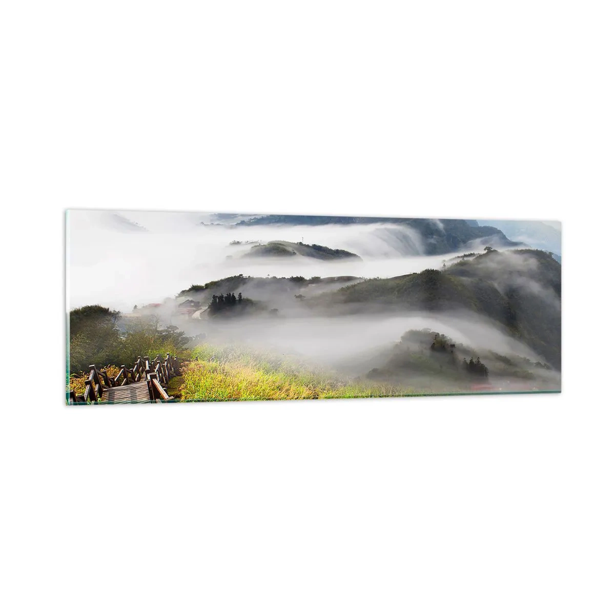 Tablou pe sticlă - Țesut de strălucire și ceață - 90x30 cm