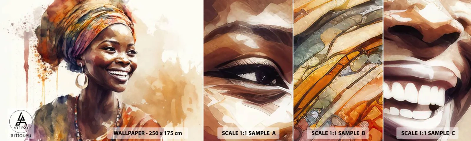 Mostră tapet autocolant Deluxe Sticker - Regina africană - Femeie, afro-american, Portret - 100x30 cm