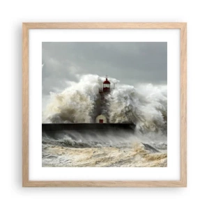Poster în ramă de stejar deschis - Mânia oceanului - 40x40 cm