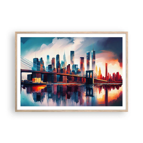 Poster în ramă de stejar deschis - New York fenomenal - 100x70 cm