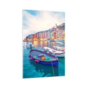 Tablou pe sticlă - O seară plină de culoare în port - 70x100 cm