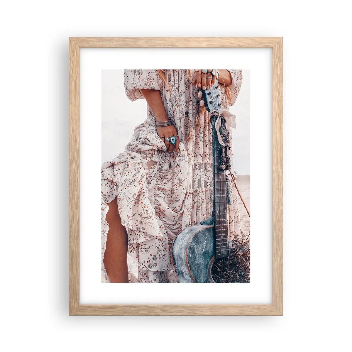 Poster în ramă de stejar deschis - Hippie pe drum - 30x40 cm