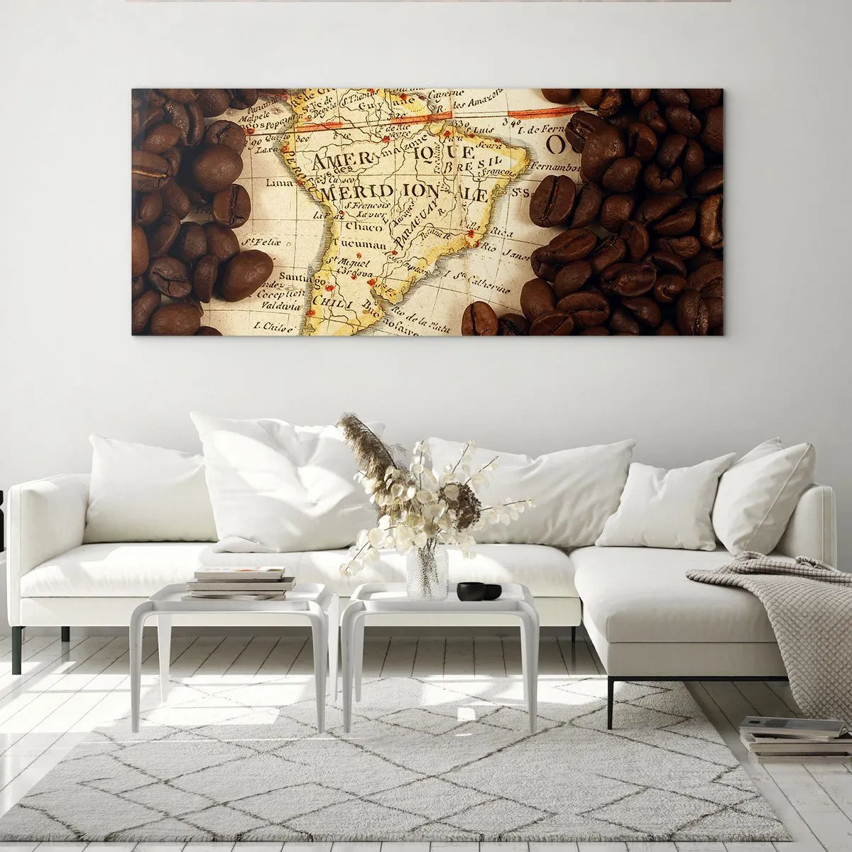Tablou pe sticlă - De unde provine cea mai bună cafea? - 90x30 cm