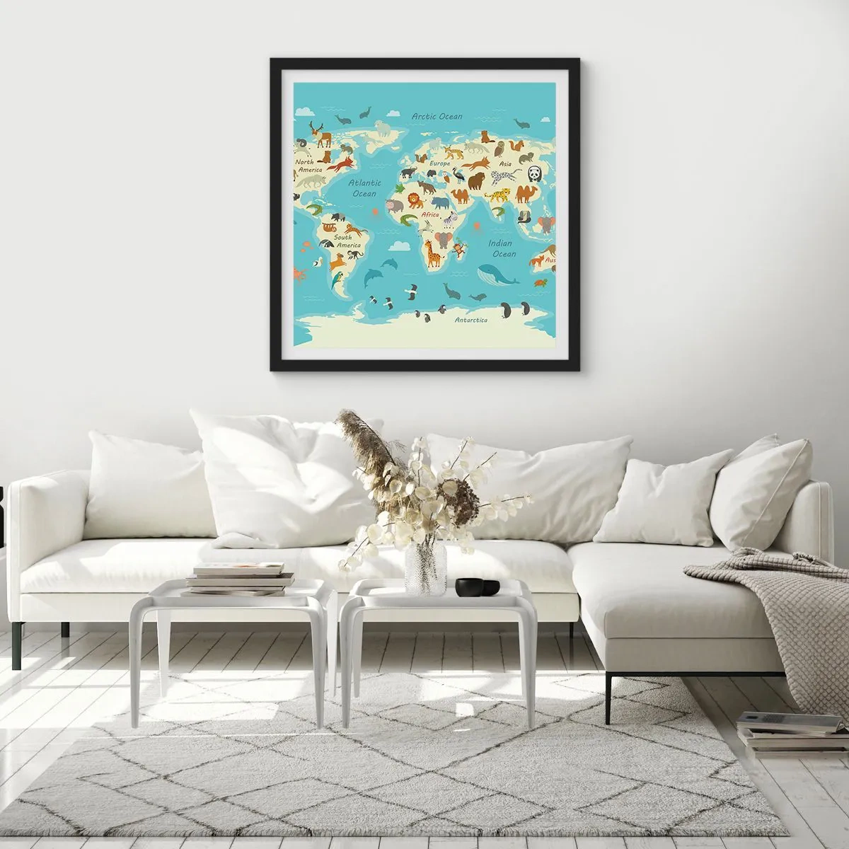 Poster în ramă neagră - Vecini buni - 50x50 cm