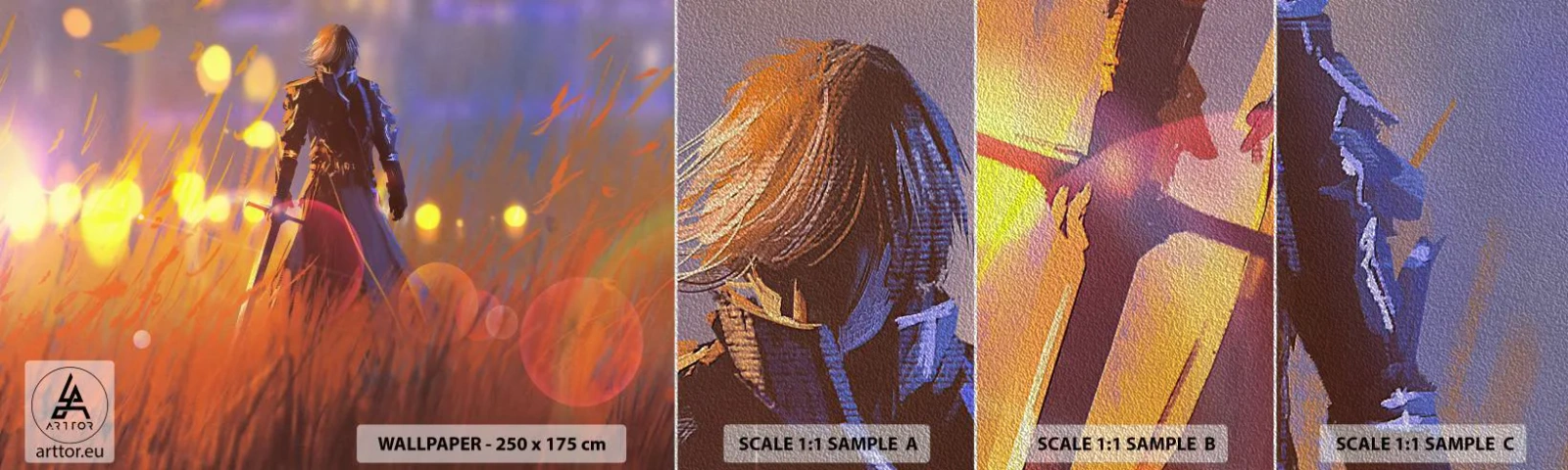 Mostră tapet Premium Sand - Cavalerul greșit - Abstracția, Fantezie, Războinic - 100x30 cm