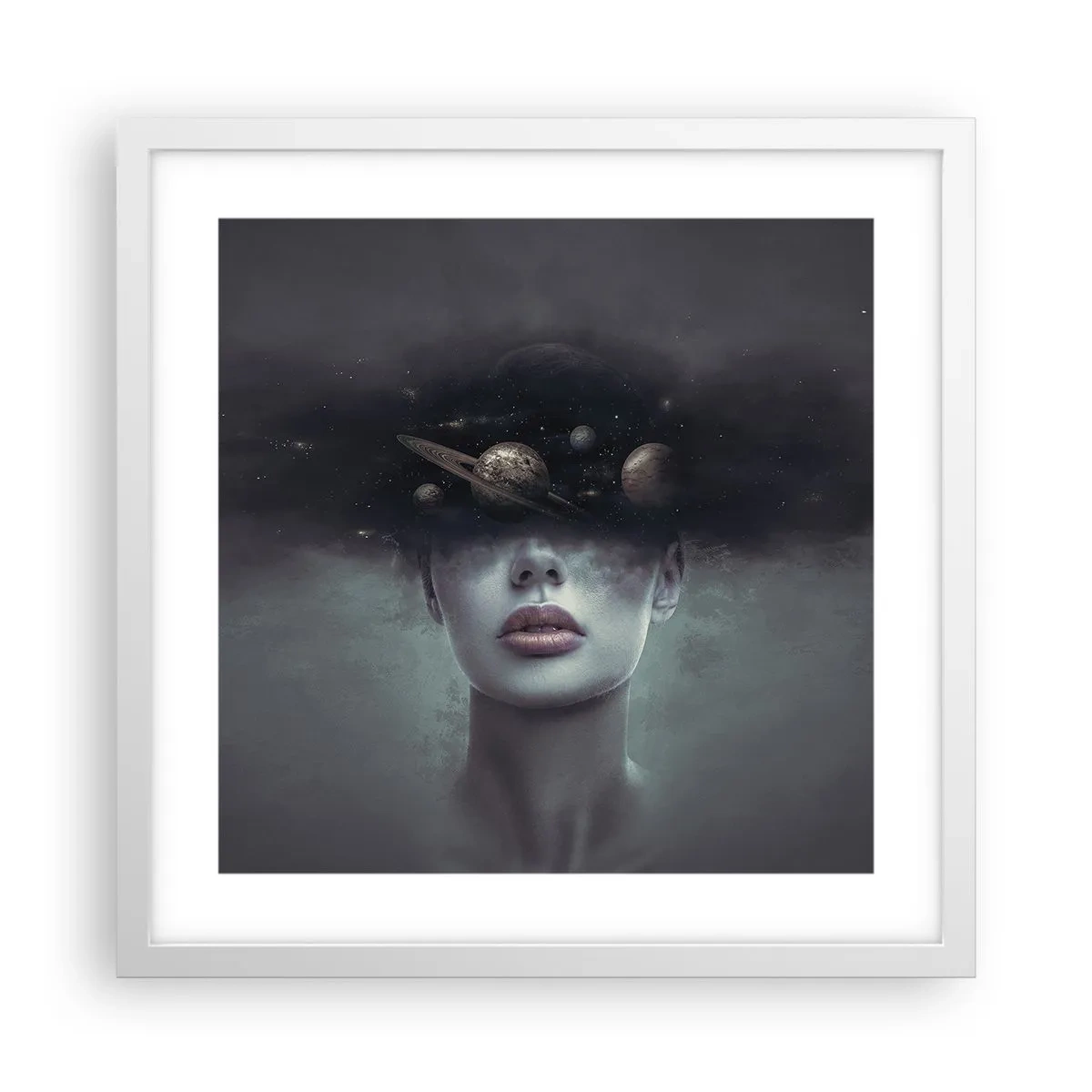 Poster în ramă albă - Și planetele o iau razna... - 40x40 cm