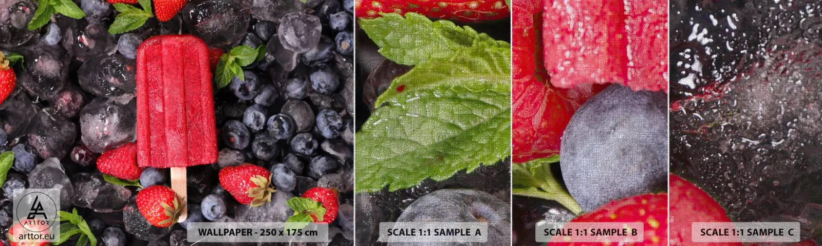 Mostră tapet Premium Canvas - Umbra unei veri fierbinți - Înghețată, Fructe, Sănătate - 100x30 cm