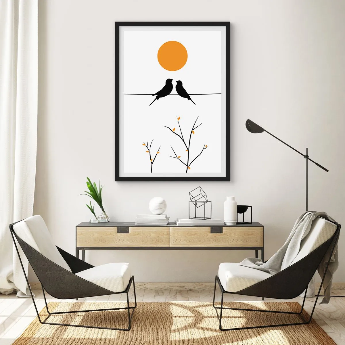 Poster în ramă neagră - Seară cu privighetori - 61x91 cm
