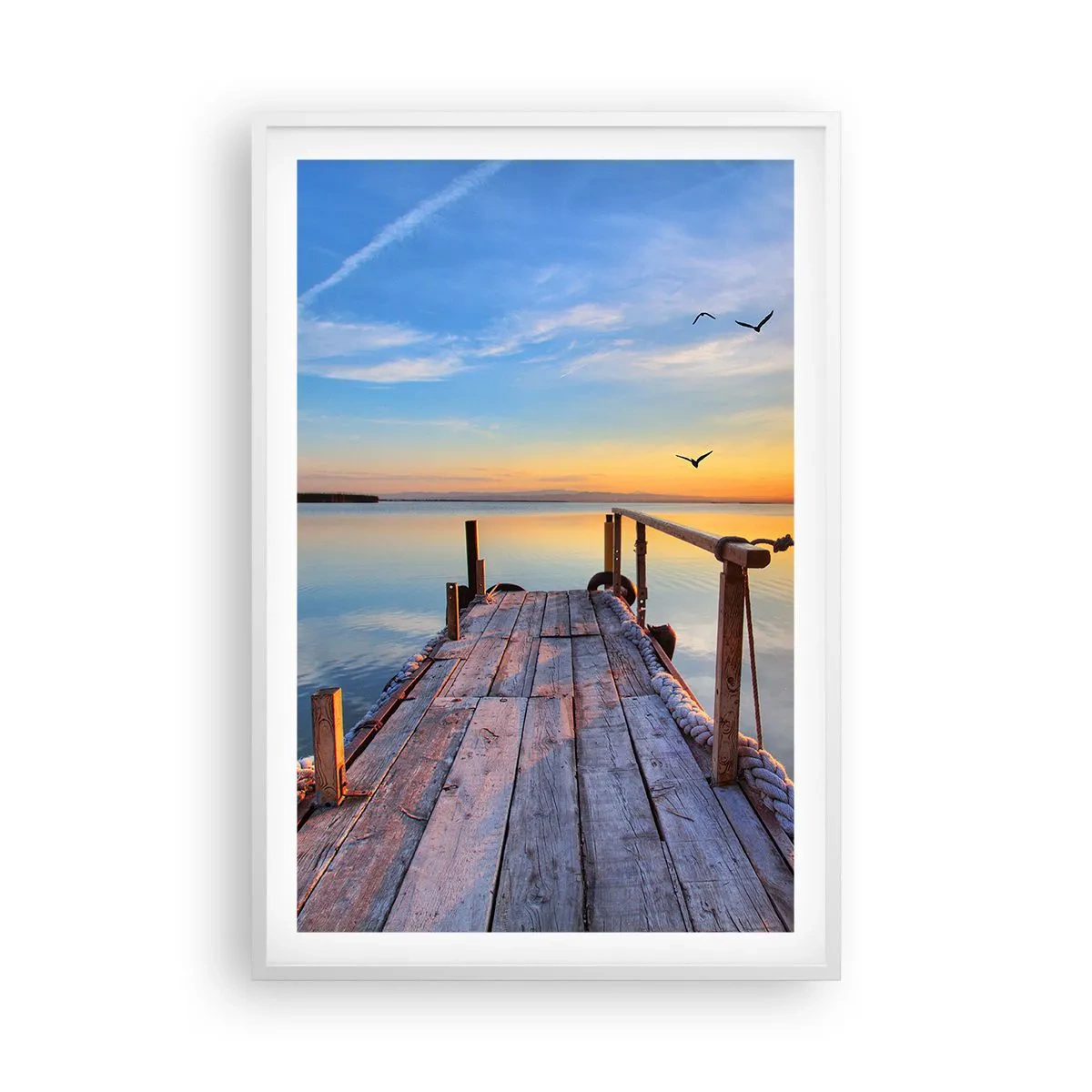 Poster în ramă albă - Mergând înainte spre soare - 61x91 cm