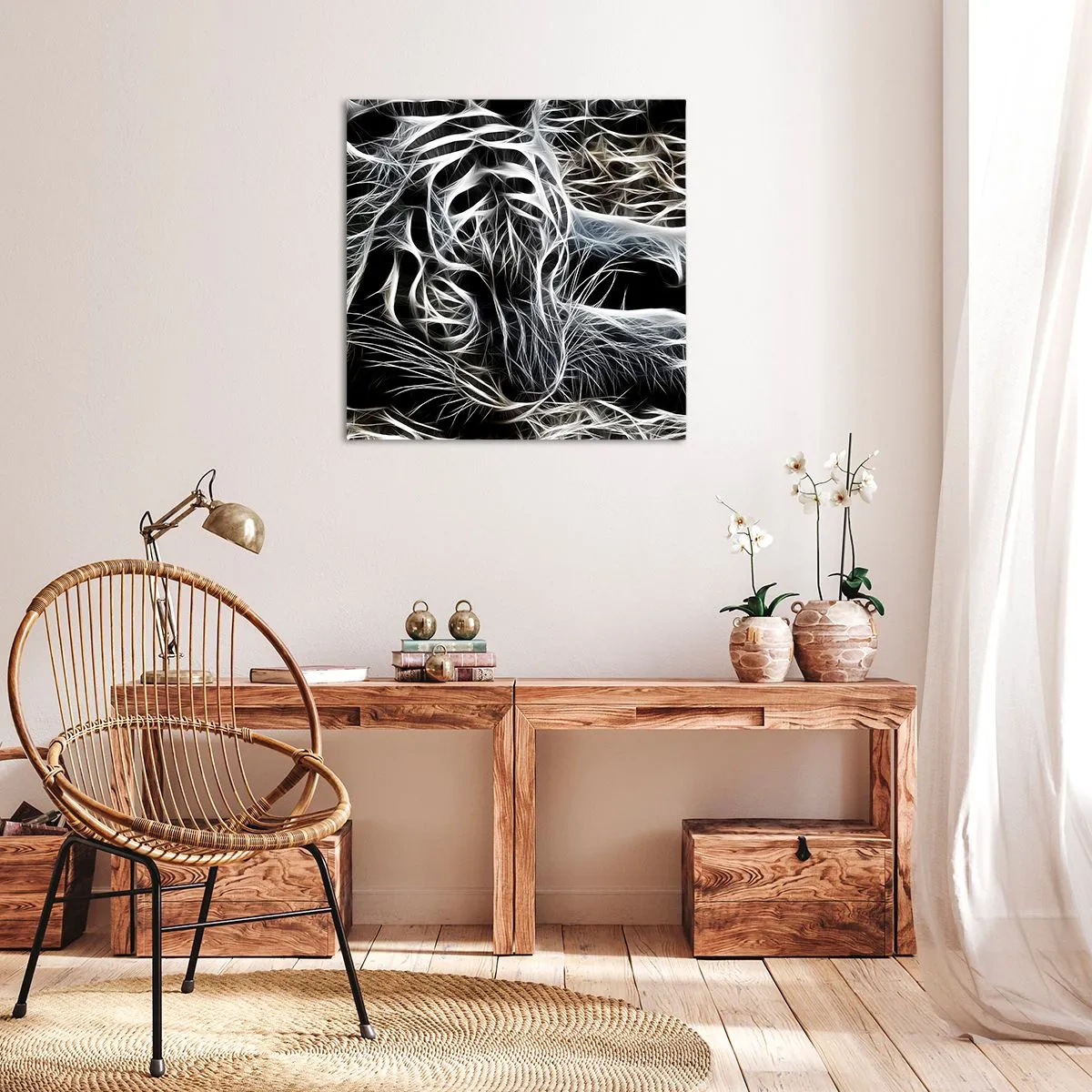 Tablou pe pânză - Un studiu al lejerității felinelor - 70x70 cm