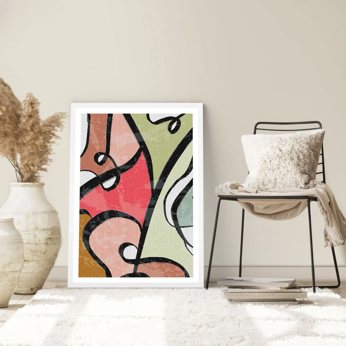 Poster în ramă albă - Piruetă printre culori - 61x91 cm