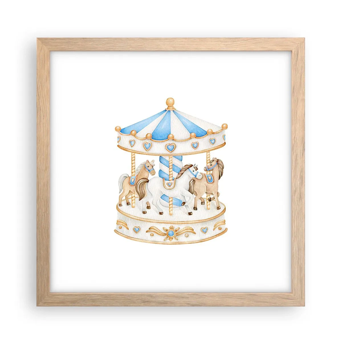 Poster în ramă de stejar deschis - Copilărie dulce - 30x30 cm