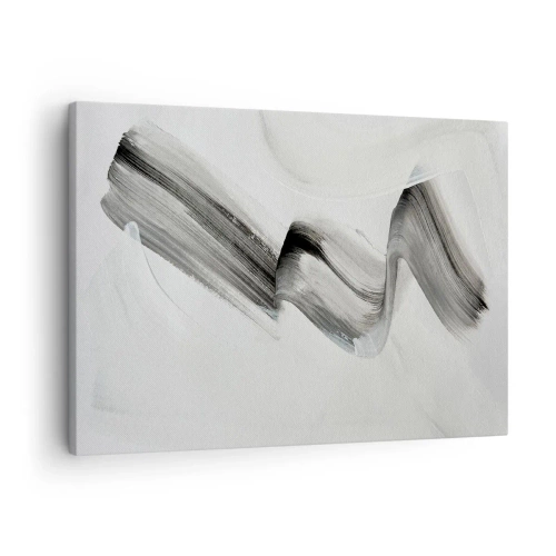 Tablou pe pânză Canvas - tușă de pensulă abstractă alb-negru pe un fundal deschis - 70x50cm - Doar pentru distracție - Decorațiune modernă pentru perete pentru living și dormitor ARTTOR