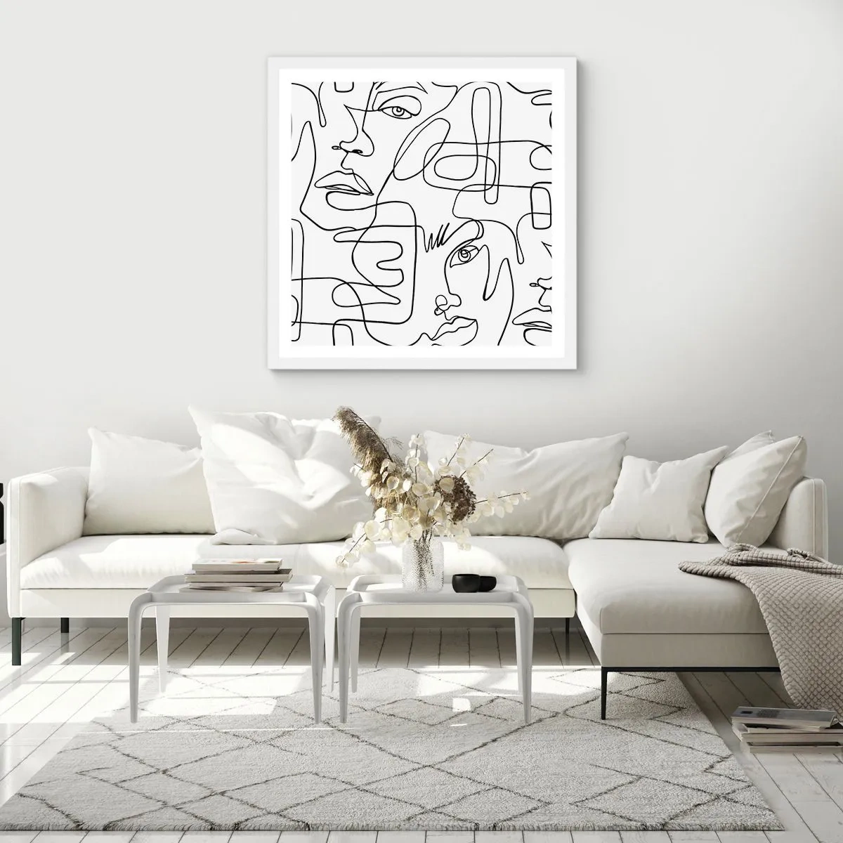 Poster în ramă albă - Într-o încurcătură de emoții - 50x50 cm