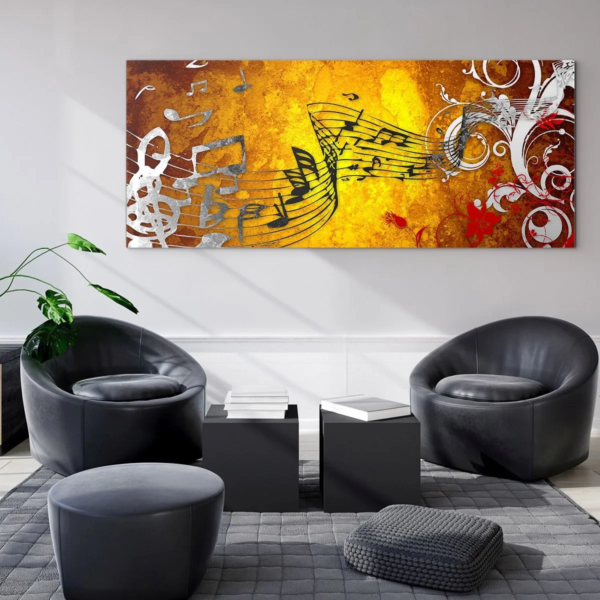 Tablou pe sticlă - Lasă muzica să curgă - 90x30 cm