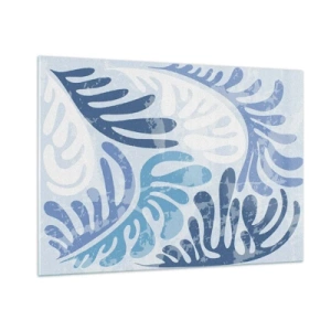 Tablou pe sticlă - Ferigi albastre - 100x70 cm
