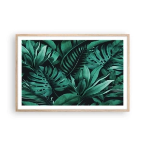 Poster în ramă de stejar deschis - Profunzimea verdelui tropical - 91x61 cm