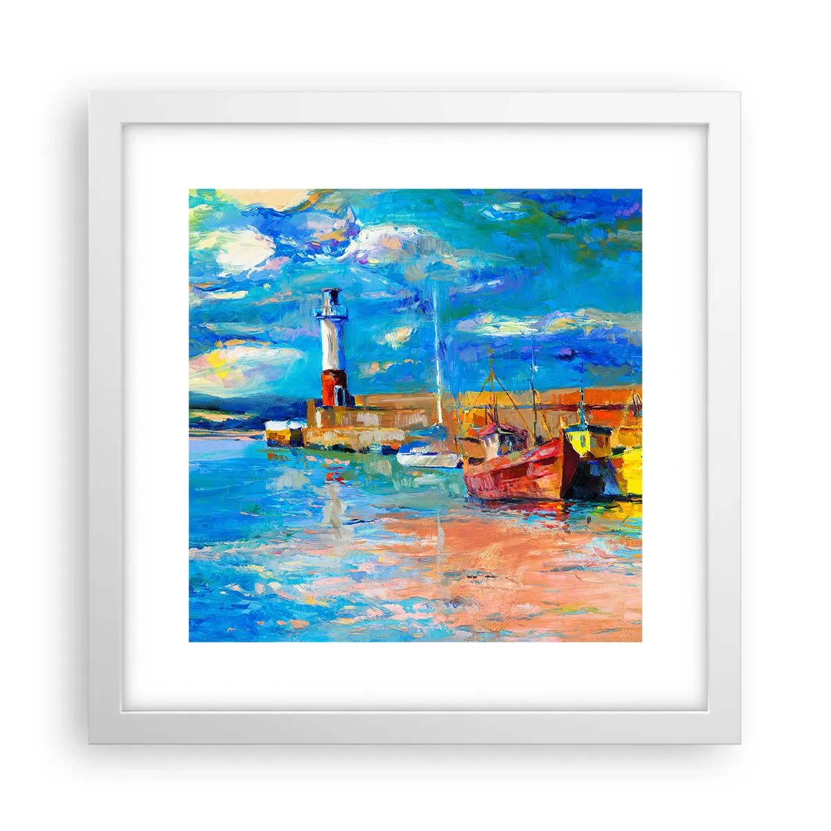 Poster în ramă albă - După-amiază în golful de curcubeu - 30x30 cm
