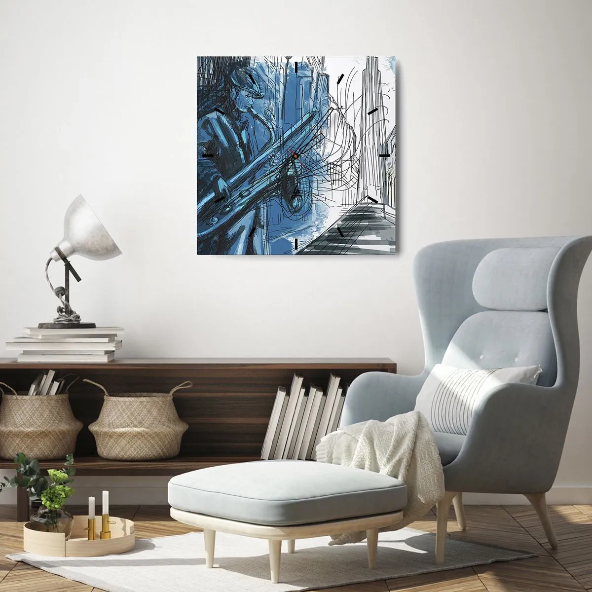 Ceas de perete - Ceas pe sticlă - Rapsodie urbană - 30x30 cm