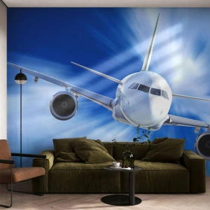 Tapet Premium Canvas - Mai repede decât vântul pe cer - Avion, Avioane, Călătorii - 350x256 cm