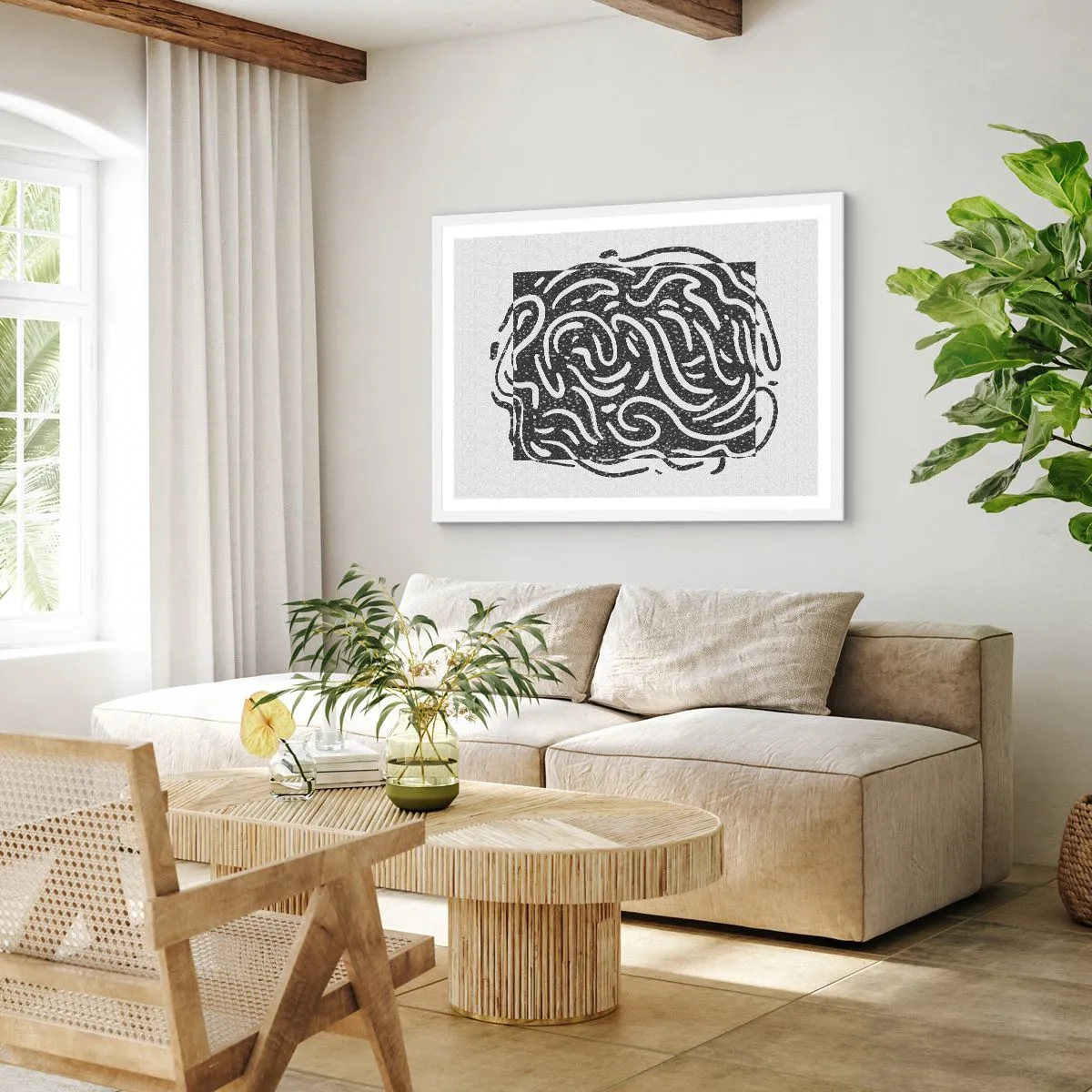 Poster în ramă albă - Abstracție: dansul bucuriei - 70x50 cm