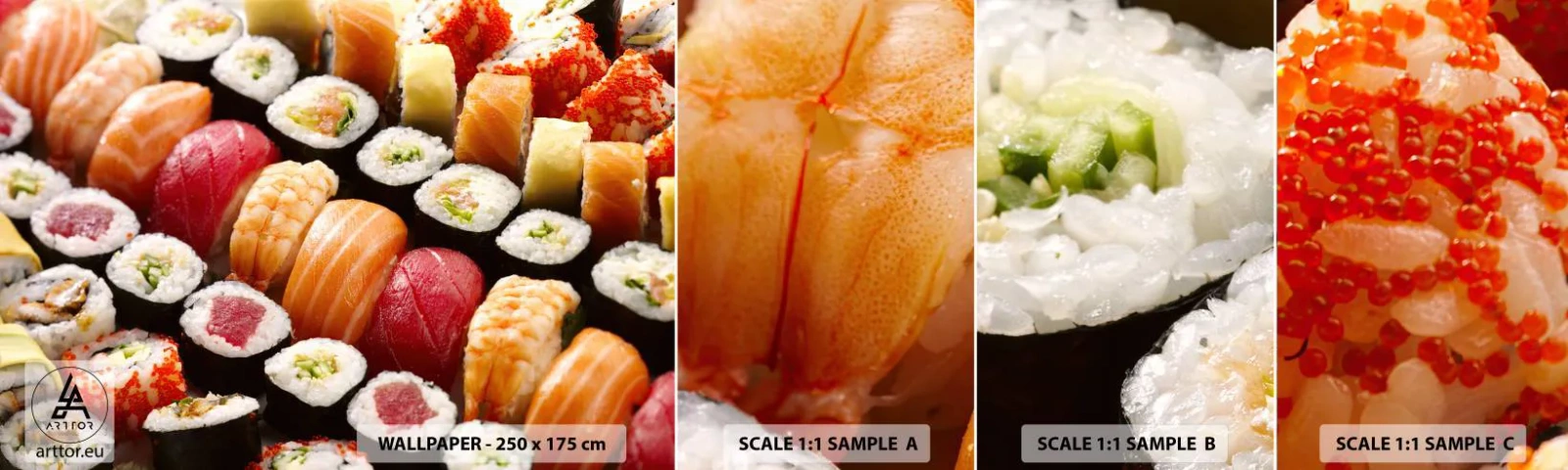 Mostră de Tapet Standard Eco - Culorile și aromele Asiei - Gastronomie, sushi, Asia - 100x30 cm