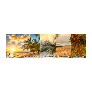 Mostră tapet autocolant Deluxe Sticker - Vară eternă, întotdeauna o vacanță - Peisaj, plajă, Palmier de nuca de cocos - 100x30 cm