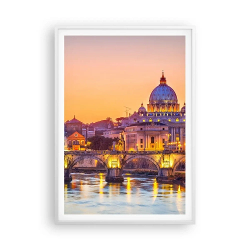 Poster în ramă albă - Amurg deasupra Orașului Etern - 70x100 cm