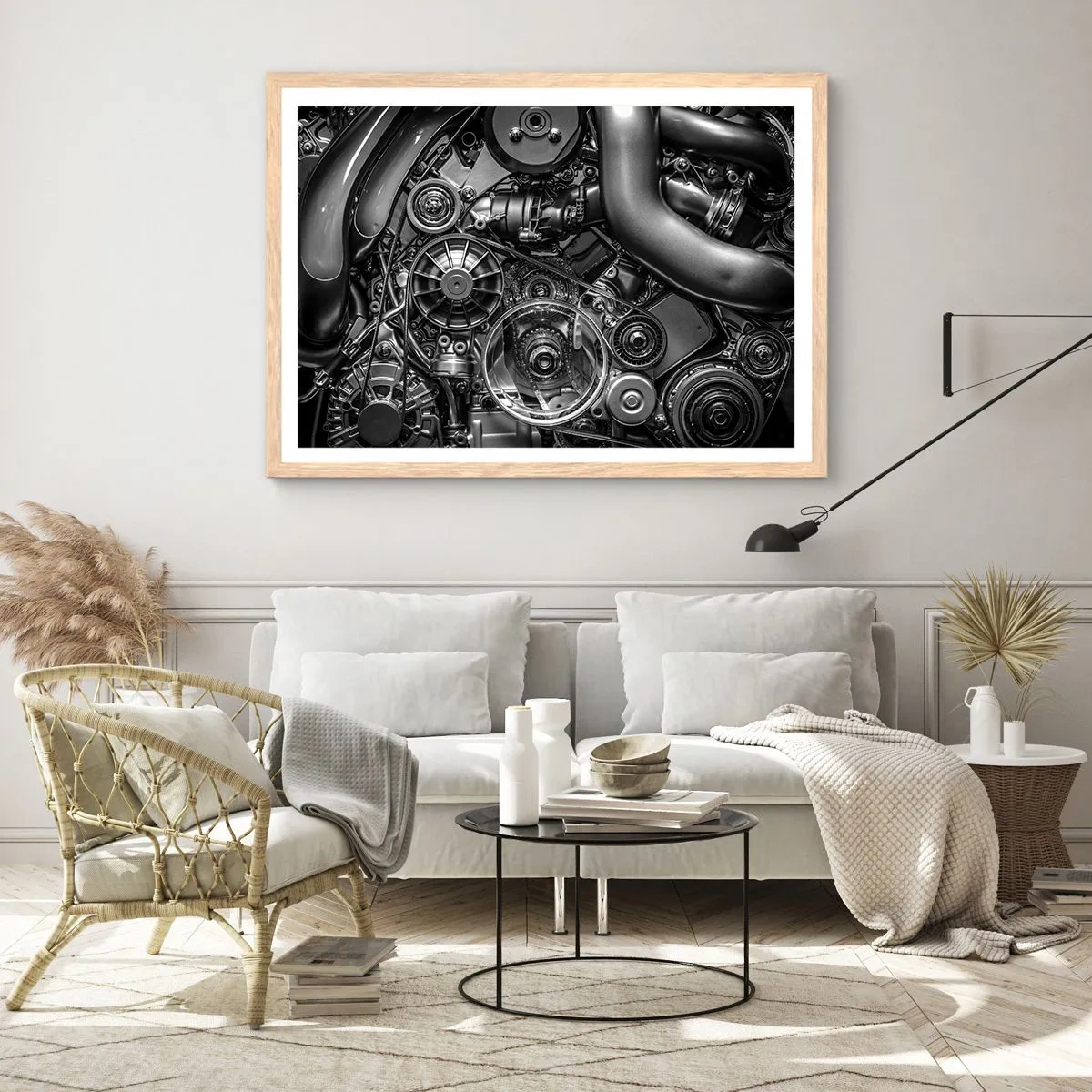 Poster în ramă de stejar deschis - Poezia mecanicii - 50x40 cm