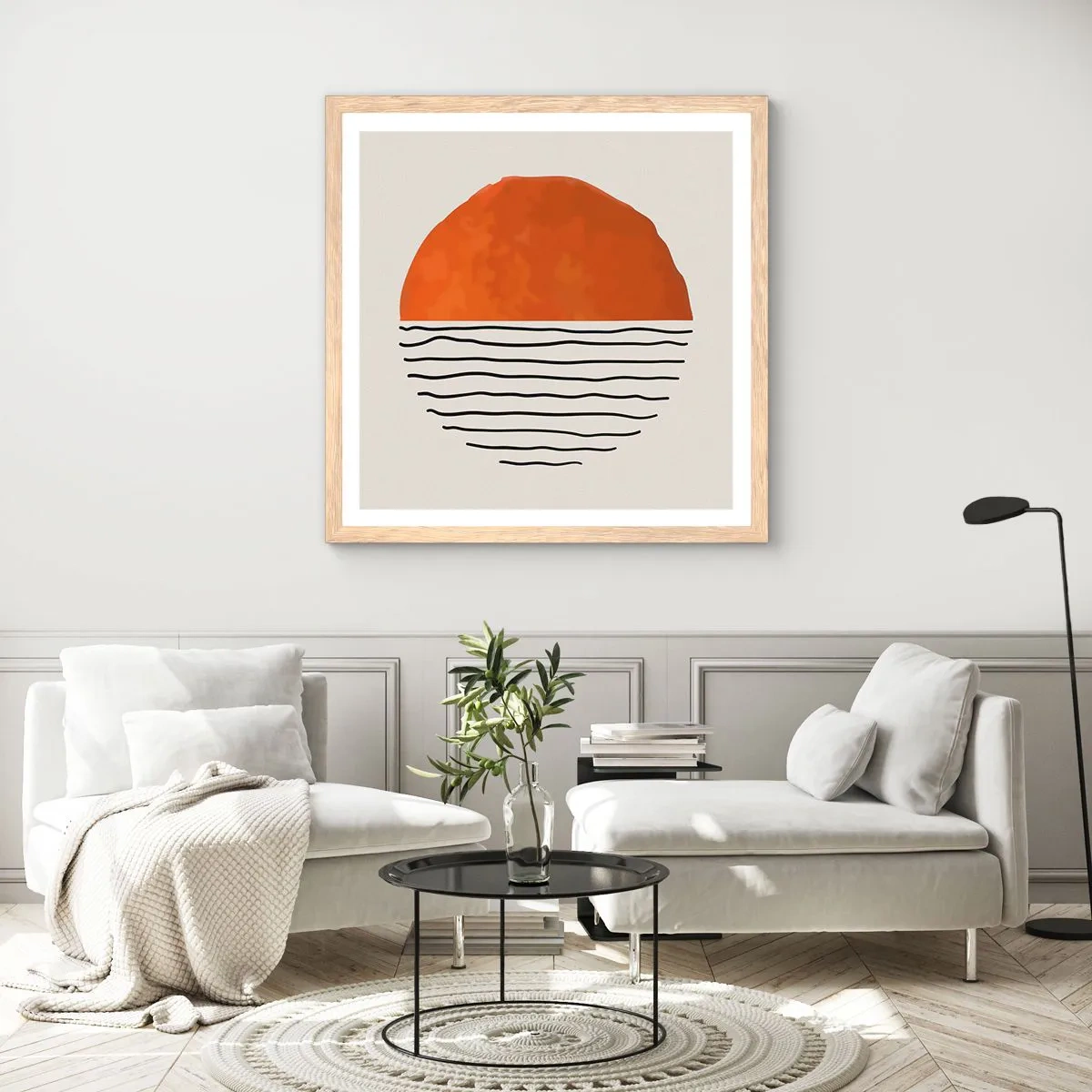 Poster în ramă de stejar deschis - În stil japonez - 30x30 cm