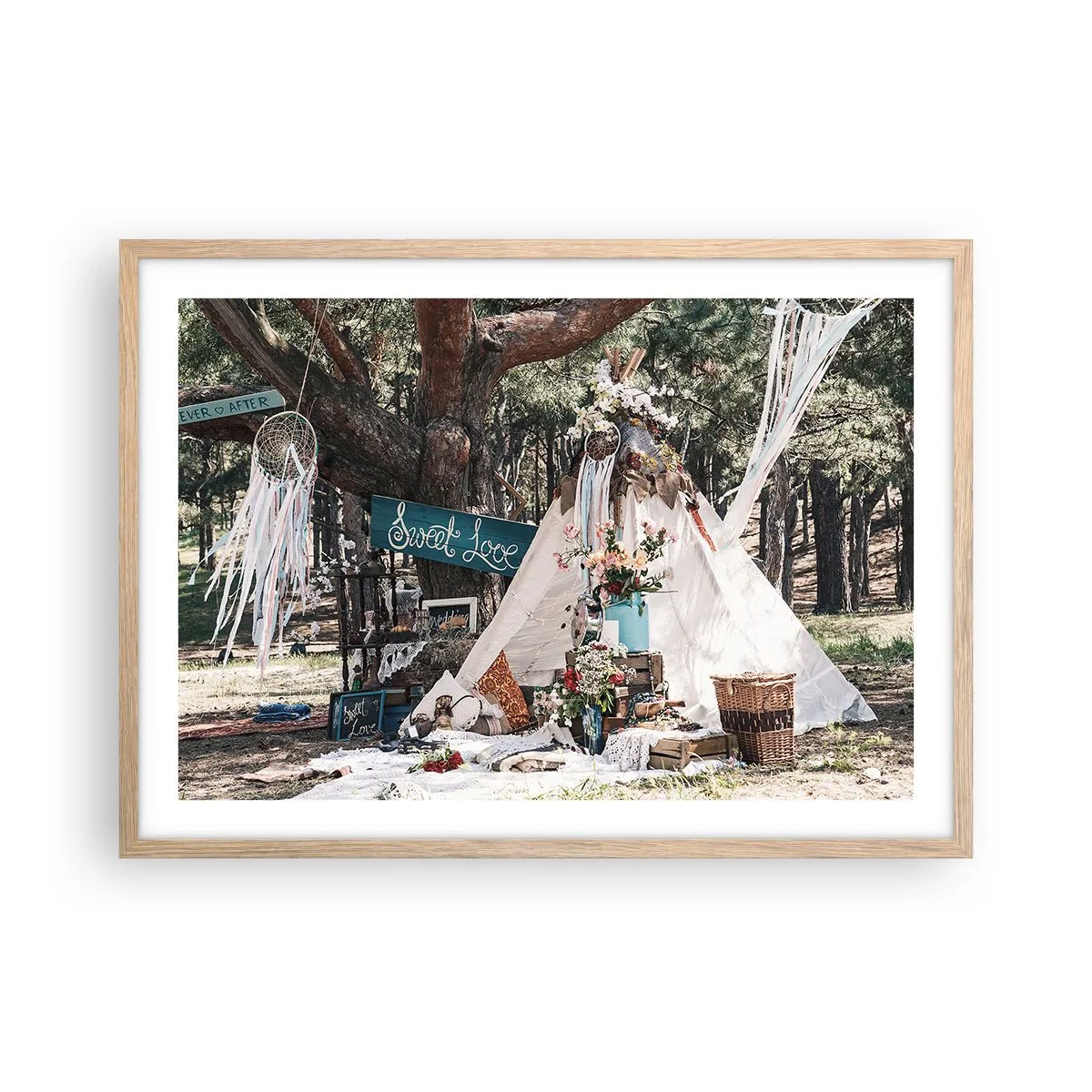 Poster în ramă de stejar deschis - Make love… - 70x50 cm