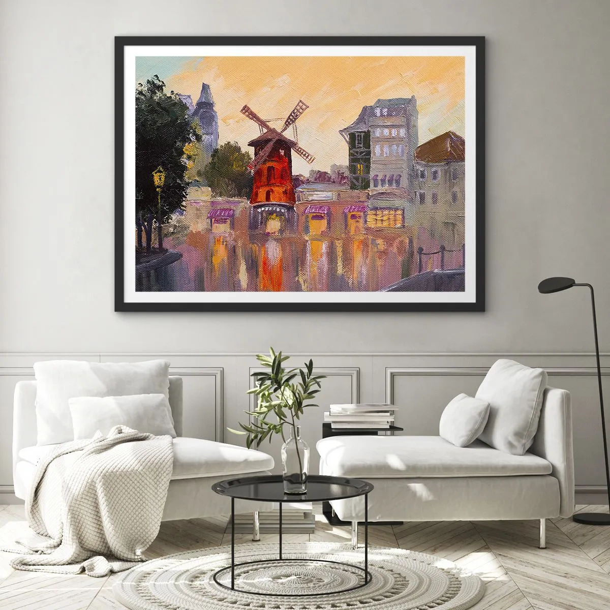 Poster în ramă neagră - Icoane pariziene - Moulin Rouge - 91x61 cm