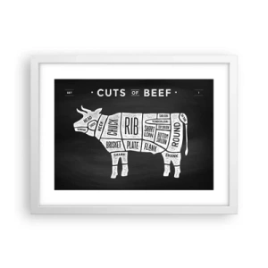 Poster în ramă albă - Abecedar de măcelar - 40x30 cm