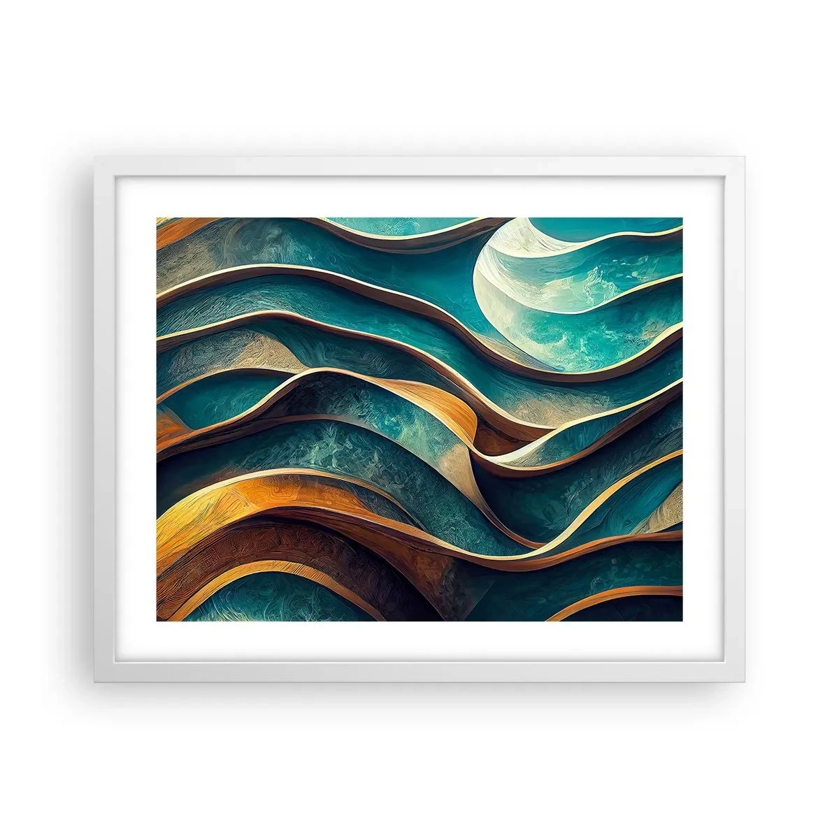 Poster în ramă albă - Meandre de albastru - 50x40 cm