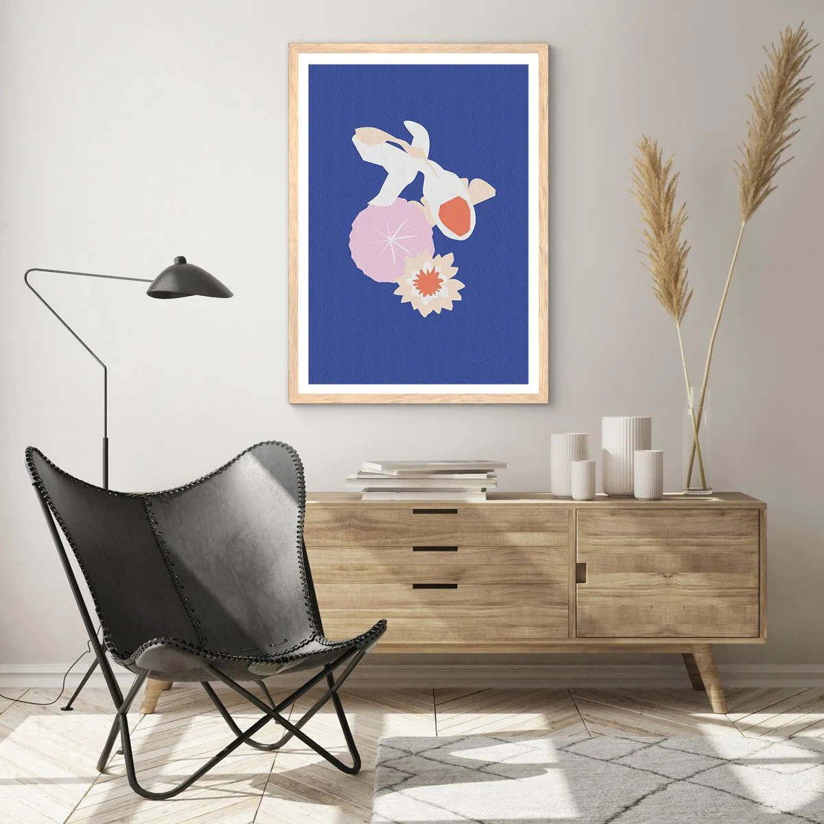 Poster în ramă de stejar deschis - Compoziție de flori și muguri - 30x40 cm