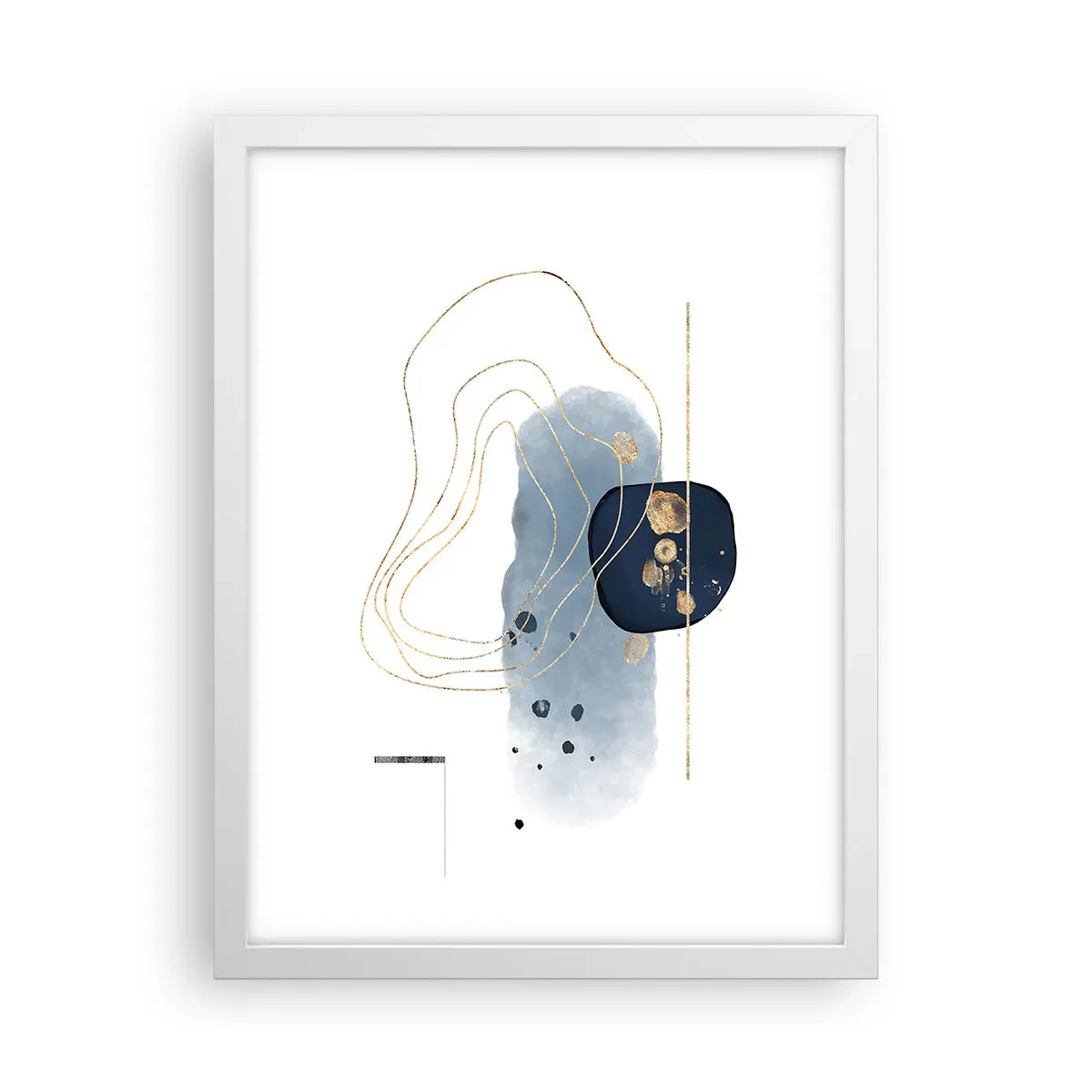 Poster în ramă albă - Fantezie albastru-auriu - 30x40 cm