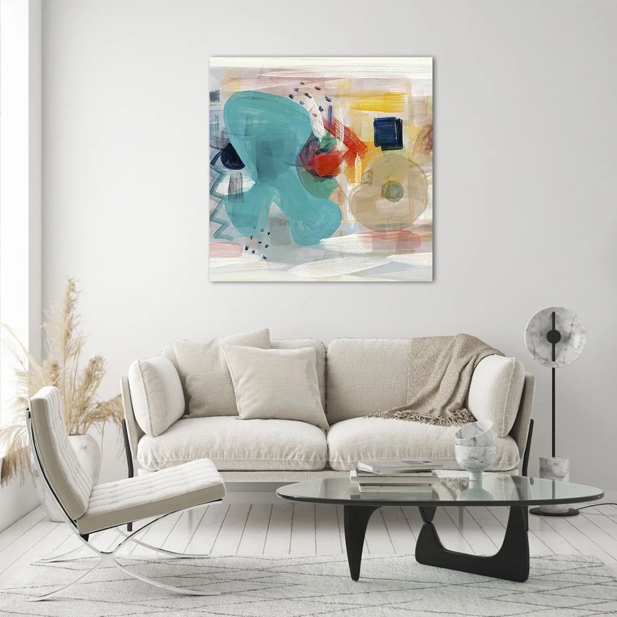 Tablou pe sticlă - Joc plin de culoare - 60x60 cm