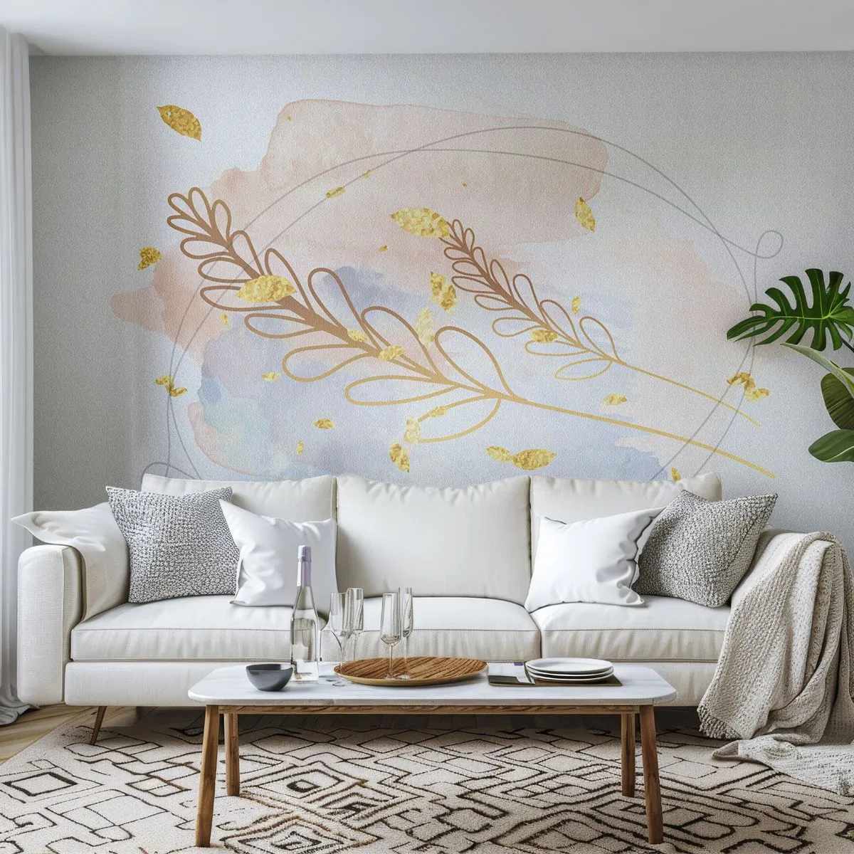 Tapet Premium Canvas - Suflul de aur - Luminos, Minimalist, Modern - 500x350 cm