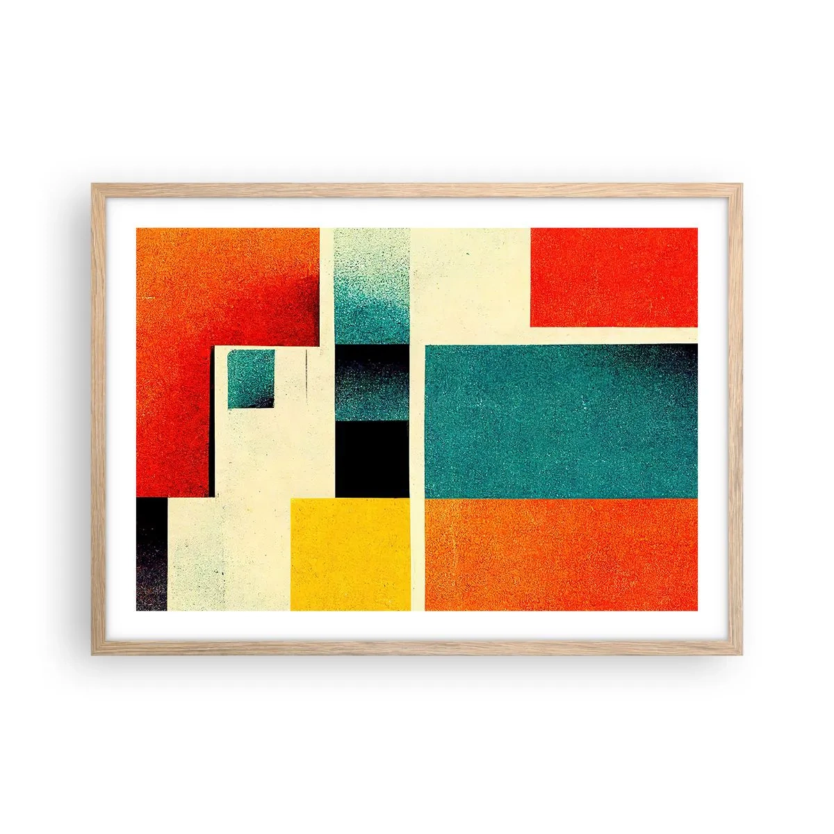 Poster în ramă de stejar deschis - Abstracție geometrică - energie bună - 70x50 cm