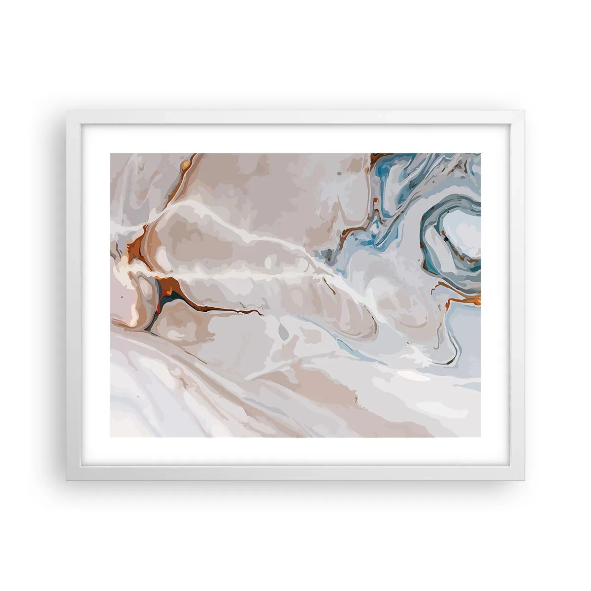 Poster în ramă albă - Meandre albastre sub alb - 50x40 cm