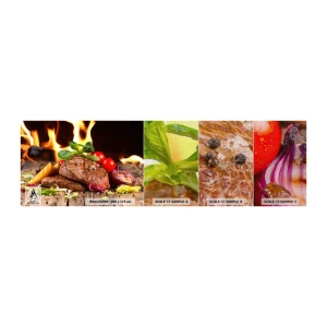 Mostră tapet Premium Canvas - Înconjurată de ardoare - Gastronomie, friptură, Flăcări de foc - 100x30 cm