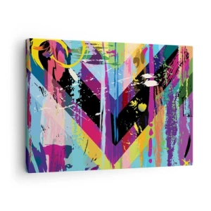 Tablou pe pânză Canvas - Model abstract cu forme geometrice colorate - 70x50cm - De sus în jos - Decorațiune modernă pentru perete pentru living și dormitor ARTTOR