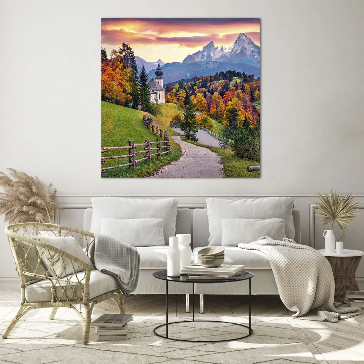 Tablou pe sticlă - Un peisaj ca o pictură - 70x70 cm