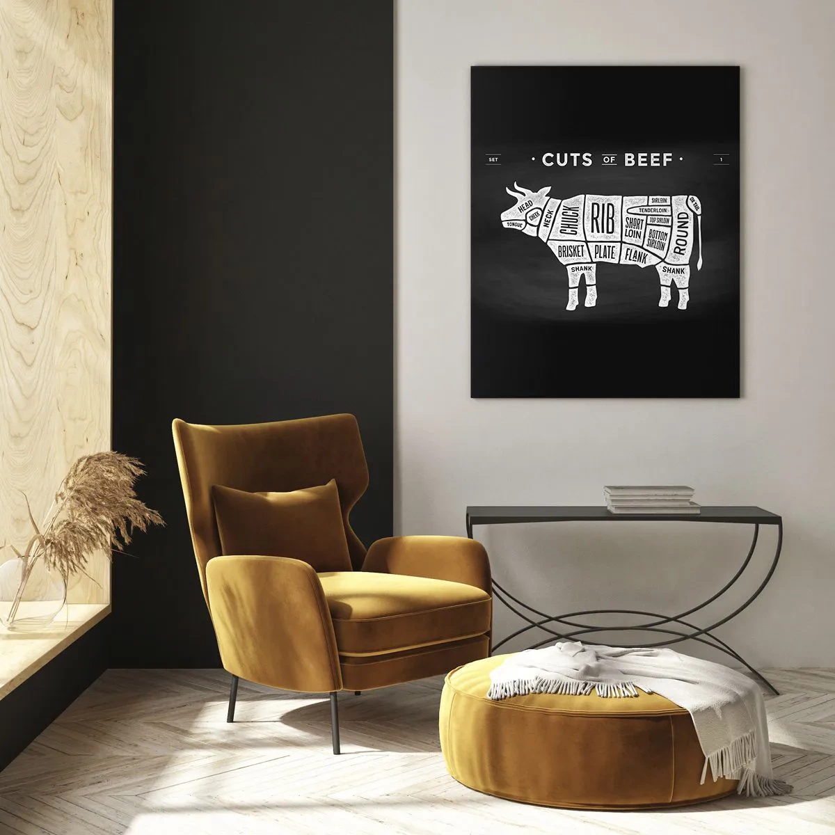 Tablou pe sticlă - Abecedar de măcelar - 50x70 cm