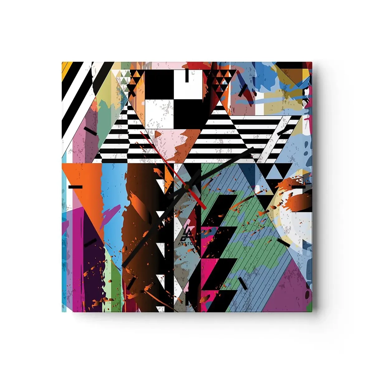Ceas de perete - Ceas pe sticlă - Geometric și organic - 30x30 cm