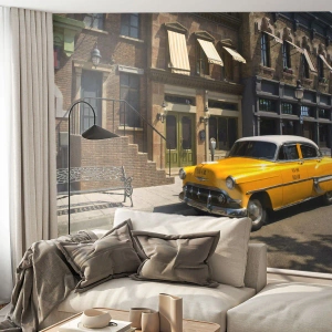 Tapet Premium Sand - A fost odată ca niciodată în America - Oraș, Taxi, New York - 100x70 cm