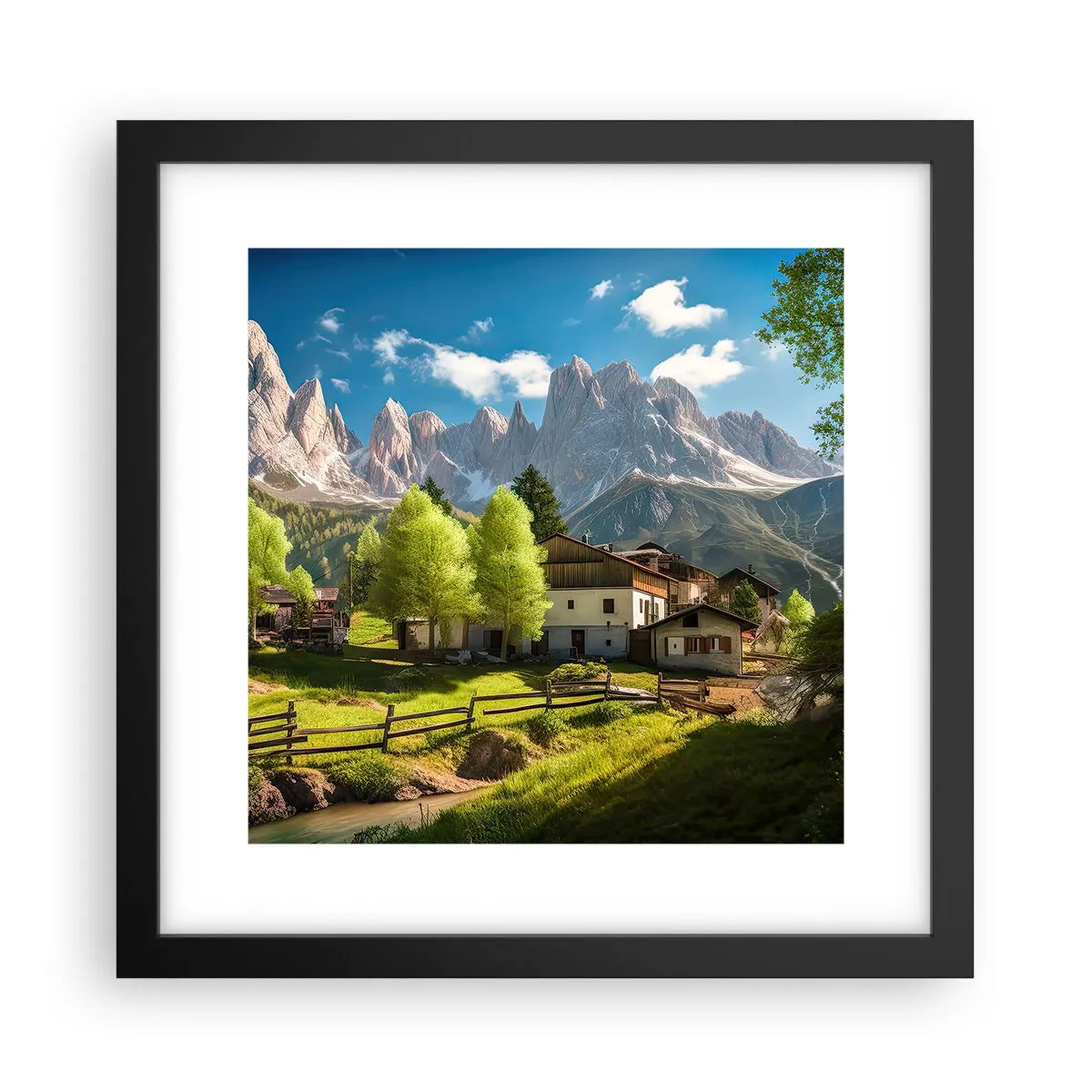 Poster în ramă neagră - Idilă alpină - 30x30 cm