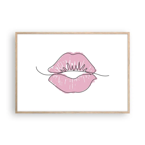 Poster în ramă de stejar deschis - Vrei un sărut? - 100x70 cm