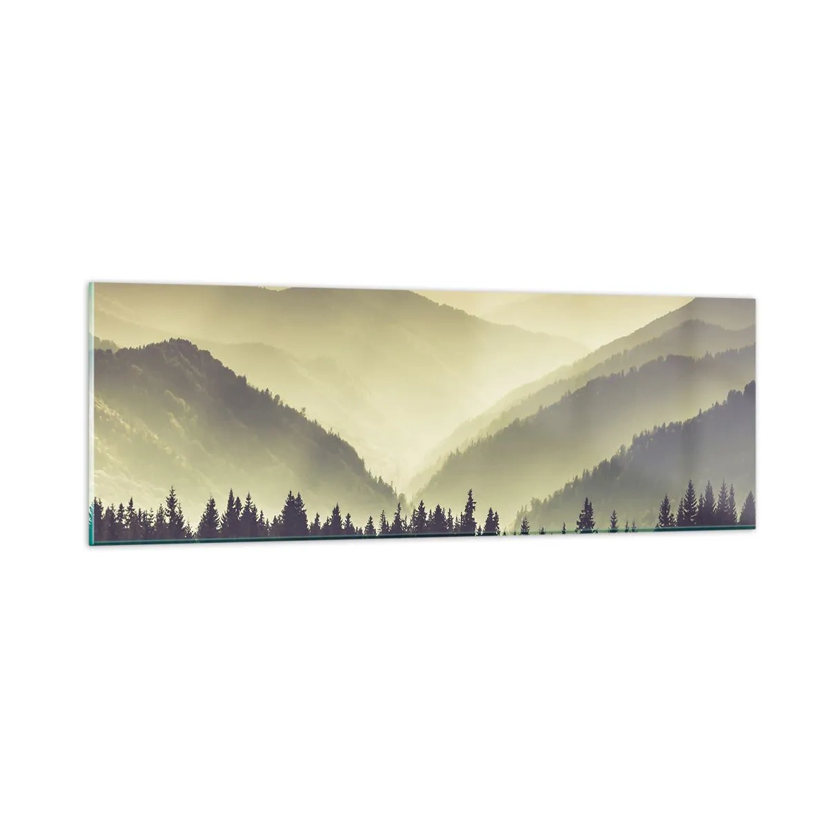 Tablou pe sticlă - Dincolo de munți... - 90x30 cm